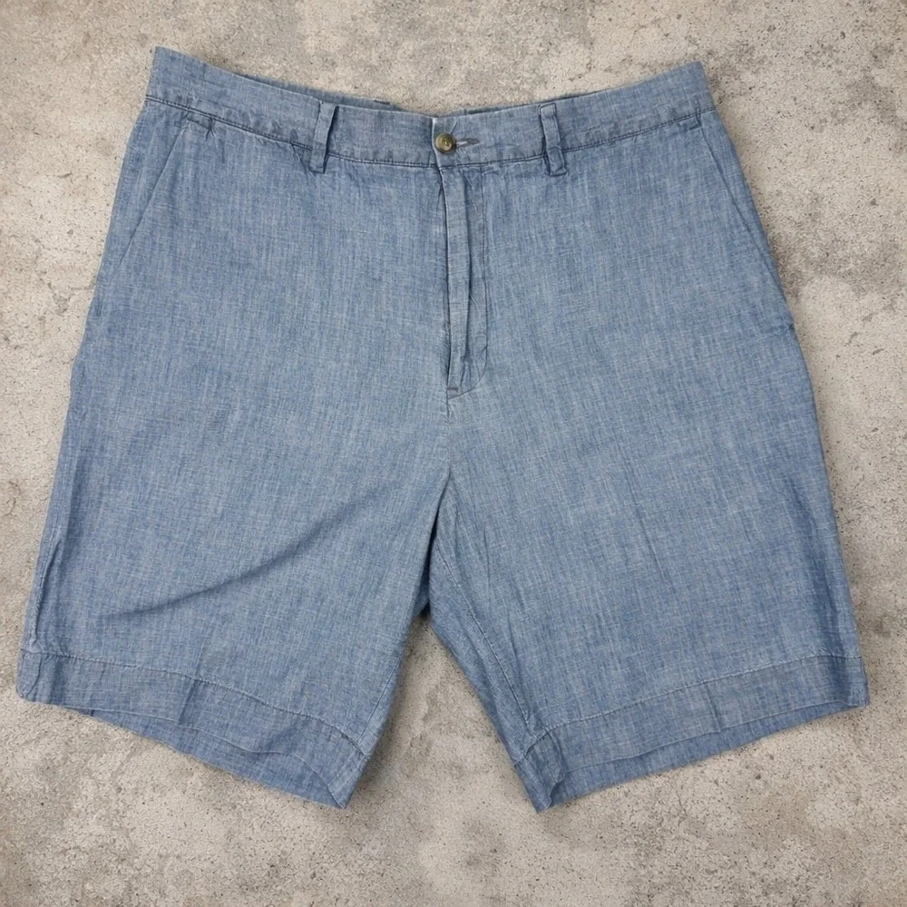 Polo Ralph Lauren‎ Shorts Mens 33 Blue Classic Fit Chambray Cotton Casual Prep